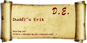 Dudás Erik névjegykártya